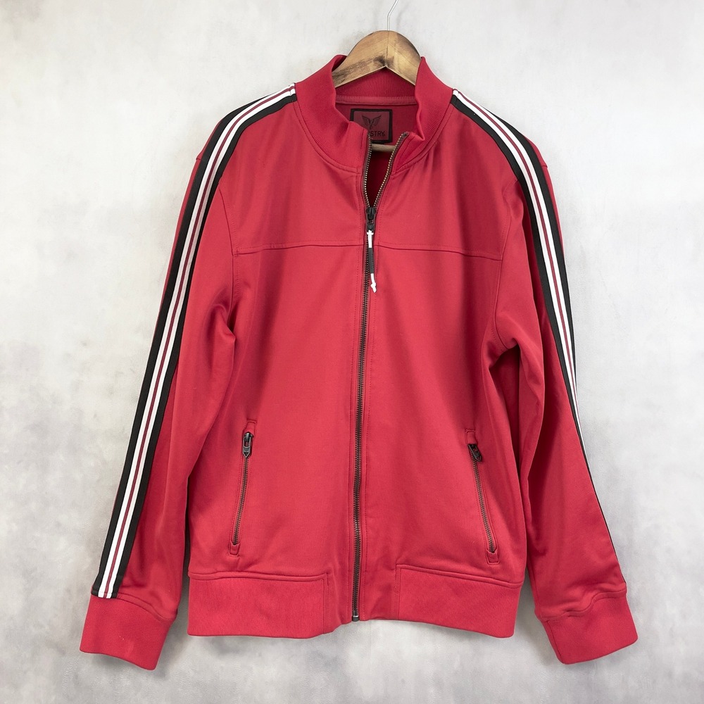 Industry Mens Track Jacket LargeZip Up‎ Striped Sleeves Athleisure Retro Sport